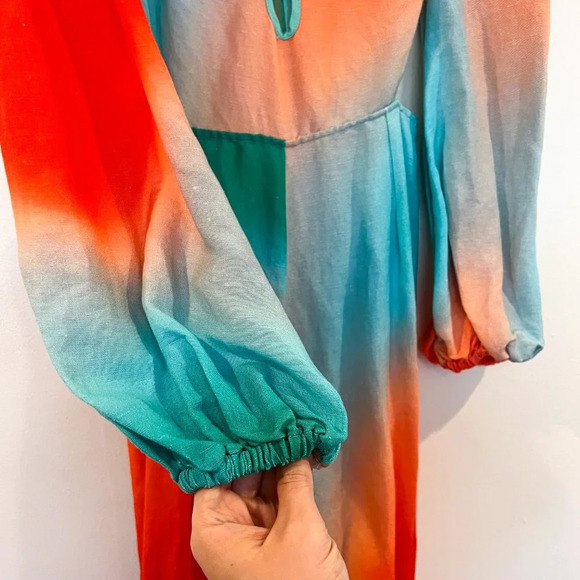 The Wolf Gang Martina Linen Blend Ombre Open Cutout Back Straight Leg Jumpsuit M - Picture 5 of 15